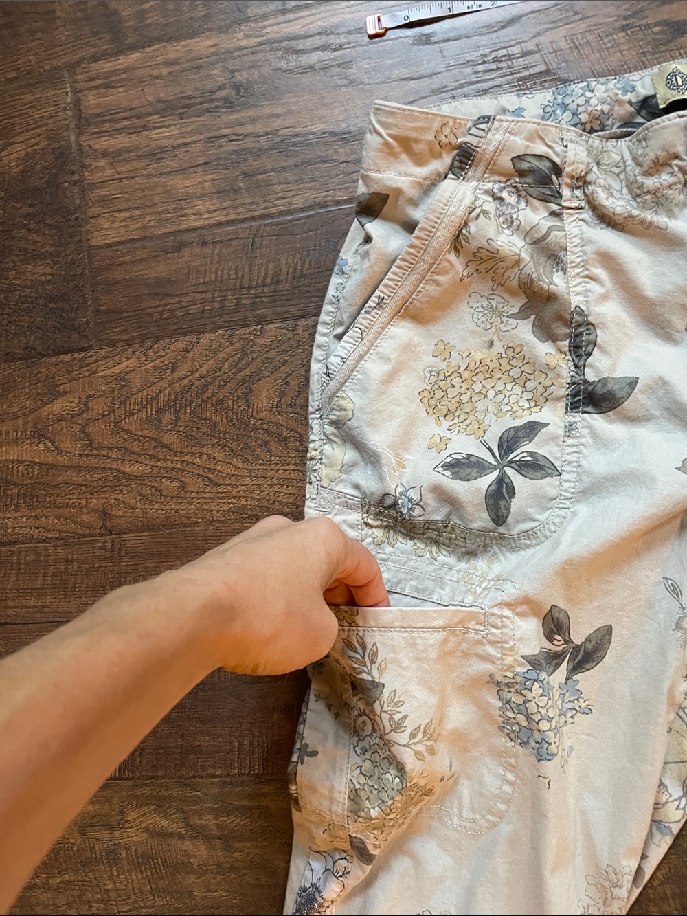 Democracy Cream Floral Utility Pants - Picture 5 of 8